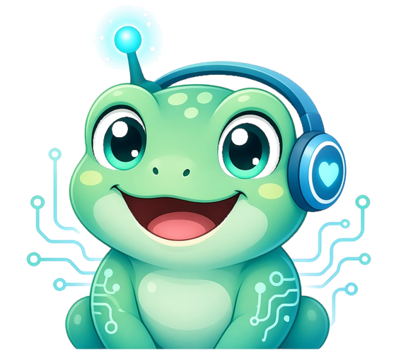 A cartoon-style Gribbite mascot concept, wearing headphones.
